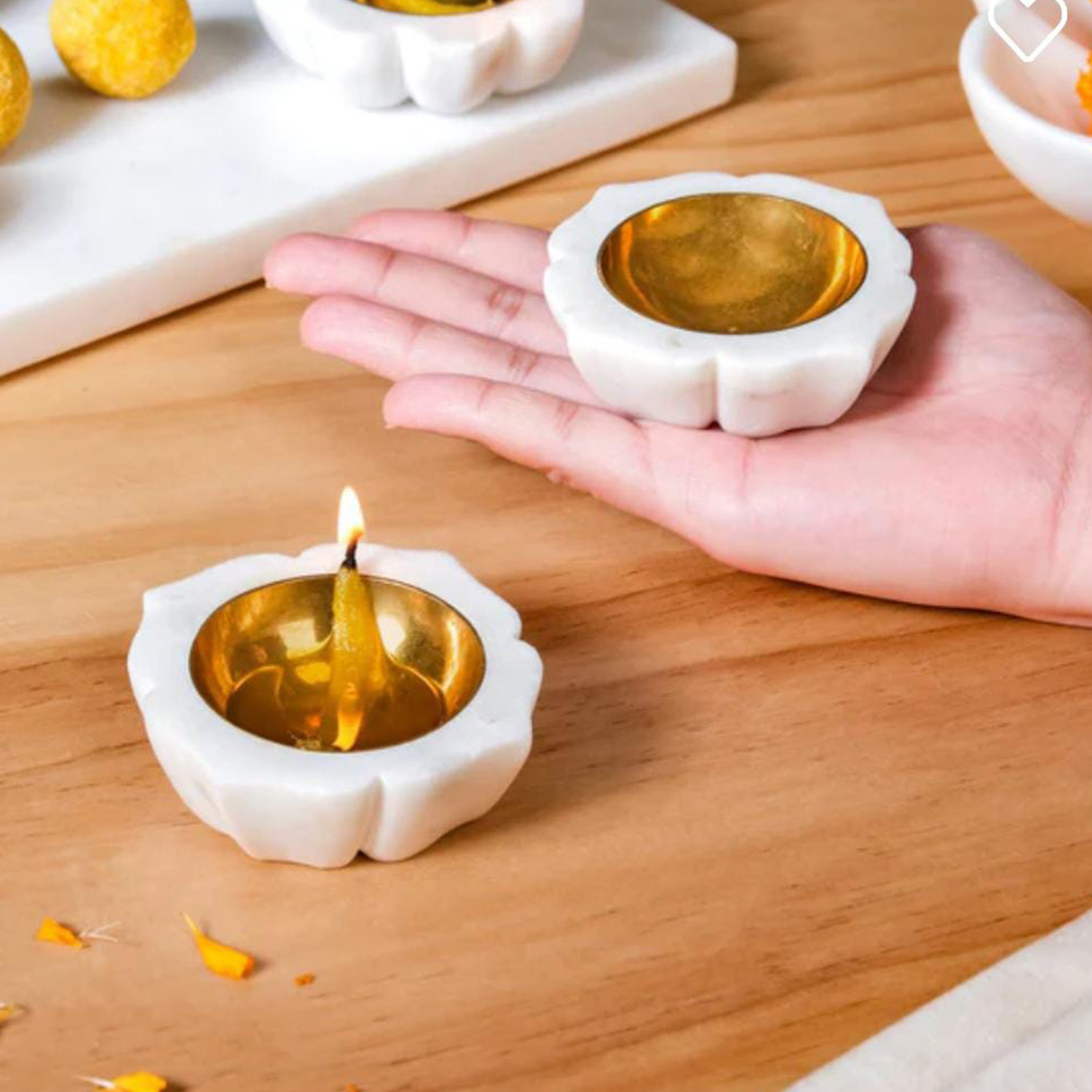 Marble Diya With Brass Bowl (3)