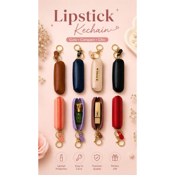 💄 Personalized Leather Lipstick Keychain ✨💖